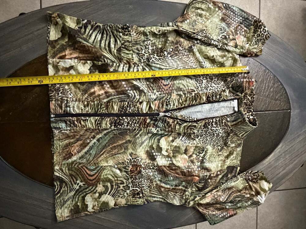 Vintage Erin London Animal Print Bling Zip Front Jacket, Size XL